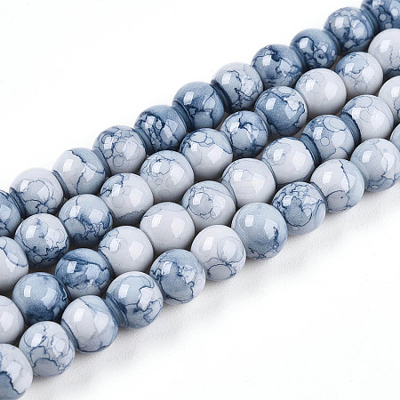 Baking Paint Glass Beads Strands X-DGLA-N003-6mm-C07-1