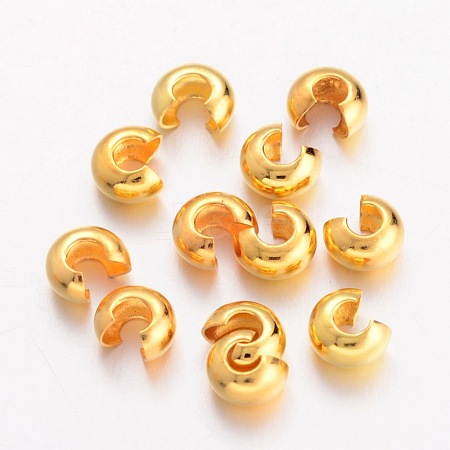 Brass Crimp Beads Covers X-EC266-G-1
