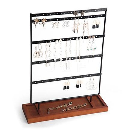 5-Tier Iron Jewelry Display Stands with Wood Trays PW-WG89AAB-05-1