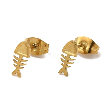 Ion Plating(IP) 304 Stainless Steel Stud Earrings for Women EJEW-Z066-09G-1