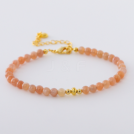 Synthetic Sunstone Round Beaded Bracelet RG1104-4-1