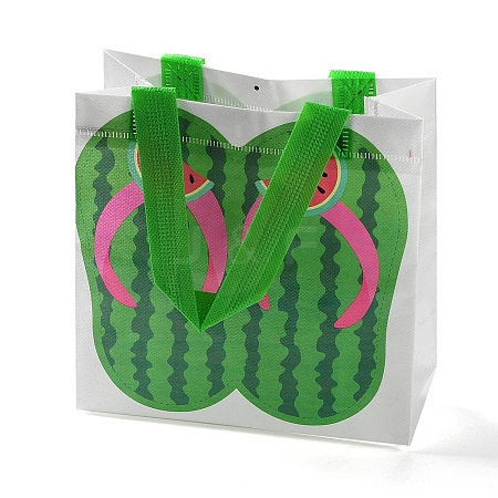 Summer Beach Theme Printed Flip Flops Non-Woven Reusable Folding Gift Bags with Handle ABAG-F009-E09-1