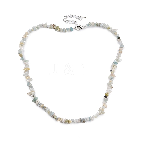 Natural Flower Amazonite Chip Beaded Necklaces for Men Women NJEW-G159-01L-1