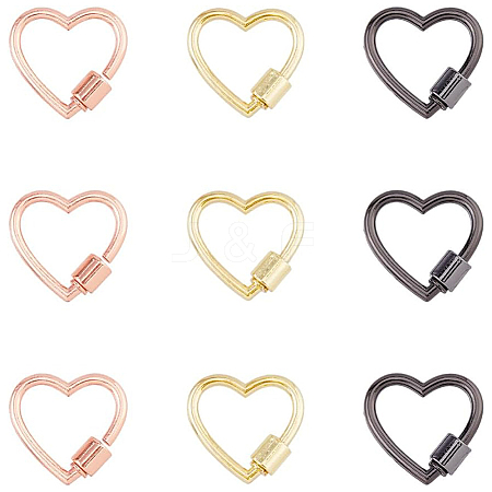 9Pcs 3 Colors Alloy Screw Carabiner Lock Charms FIND-DC0005-63-1