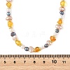 Natural Amber Beads & Cultured Freshwater Pearl Nuggets Beaded Necklaces NJEW-JN06406-4