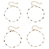 Handmade Mixed Stone Beads & 316 Stainless Steel Round Link Chains Bracelets BJEW-JB13340-2