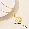 Stainless Steel Flat Round with Tree of Life Pendant Necklace XM4050-6-1