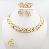 Woven Pattern Alloy with Rhinestone Chain Necklaces & Stud Earrings & Bangles & Rings Sets FS-WG1F788-01-2