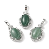 Natural Green Aventurine Oval Pendants G-NH0025-15P-29-1