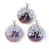 Natural Amethyst & Aquamarine Big Pendants G-G771-B03-1