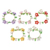 5Pcs 5 Color Flower Acrylic & Glass Pearl Charm Bracelets Set BJEW-JB10054-S-1