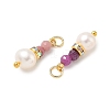 3Pcs 3 Styles Faceted Natural Ruby & Rhodonite & Amethyst and Potato Pearl Pandants PALLOY-JF06048-01-2