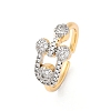 Brass Micro Pave Clear Cubic Zirconia Cuff Finger Rings for Women RJEW-C116-07G-4