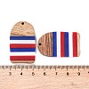 Independence Day Opaque Striped Resin & Walnut Wood Pendants RESI-U010-02Y-3