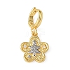 Christmas Brass Rhinestone Flower Pendant Decorations KK-H498-01G-10-1