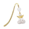 Heart Angel Glass Seed & Plastic Pearl Pendant Bookmark AJEW-MZ00002-3