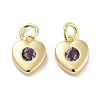 Brass Micro Pave Cubic Zirconia Charms KK-C051-07G-01-1
