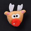 Christmas Deer Cotton & Non-Woven & Velvet Fabric Brooch JEWB-A003-09-1