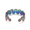 Rainbow Color Ion Plating(IP) 304 Stainless Steel Flat Round Wrap Open Cuff Ring for Women RJEW-A005-34MC-3