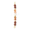 Faceted Round Natural Mixed Gemstone & Potato Natural Cultured Freshwater Pearl Beaded Connector Charms PALLOY-JF03531-2