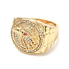 Eagle Head Cubic Zirconia Wide Band Ring for Women RJEW-O047-03G-2