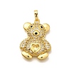 Rack Plating Brass Micro Pave Cubic Zirconia Pendants KK-L226-006G-01-1