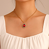 4Pcs 4 Colors Brass Rhinestone Teardrop Pendant Aluminum Chain Necklaces for Women NJEW-HY0001-33-5