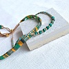 2Pcs 2 Styles Natural Fuchsite & Glass & Iron Braided Bead Bracelet Sets VQ5564-4