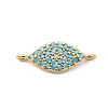 Brass Micro Pave Sky Blue and Clear Cubic Zirconia Connector Charms KK-H529-05A-G-1