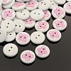 2-Hole Flat Round Mathematical Operators Printed Wooden Sewing Buttons BUTT-M002-02-1