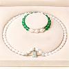 Natural Freshwater Pearl Beaded Necklace & Bracelets Sets for Women WGE4EAE-08-1