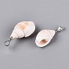 Brass & Natural Spiral Shell Pendants SHEL-Q029-18P-2