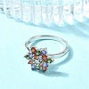 Flower Rotatable Open Cuff Rings for Women RJEW-G333-01D-2