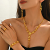 Vintage Alloy Hollow Geometric Tassel Bracelets & Earrings & Necklaces & Rings Sets for Women EH2785-4