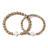 Wood Beas Stretch Bracelets for Couple BJEW-JB11305-02-2