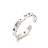 Sterling Silver Open Cuff Rings for Women RJEW-R008-01AS-02-4