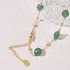 Natural Green Aventurine Faceted Flat Round Beaded Chain Necklaces with Matte Brass Beads GG-CBA37F5-01G-10-2