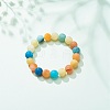 Natural Weathered Agate(Dyed) Round Beaded Stretch Bracelet BJEW-JB08502-2