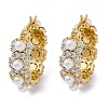 Flower Brass ABS Imitation Pearl Hoop Earrings EJEW-R016-22G-2