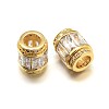 Column Brass Micro Pave Cubic Zirconia Large Hole Beads ZIRC-N017-20-NR-2