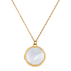1Pc Stainless Steel Pave Natural White Shell Locket Pendant Necklaces for Women NJEW-HS0001-12B-1