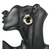 201 Stainless Steel & Resin Beaded Flower Hoop Earrings EJEW-JE07175-02-2