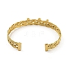 304 Stainless Steel Grid Braided Open Cuff Bangles for Women BJEW-E100-02G-3