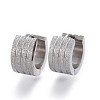 Textured 304 Stainless Steel Huggie Hoop Earrings EJEW-L252-014P-1