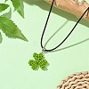 Glass Seed Beads Beaded Clover Pendant Necklaces NJEW-MZ00087-1