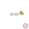 Round Natural Pearl Stud Earrings EJEW-G411-04A-G-1