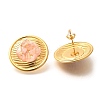 304 Stainless Steel Natural Rose Quartz Stud Earrings EJEW-R012-02G-01-2