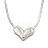 304 Stainless Steel Heart Pendant Flat Snake Chain Necklaces for Women NJEW-F328-09P-1