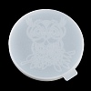 Flat Round with Owl & Flower DIY Cup Mat Silicone Molds SIL-F007-06B-4