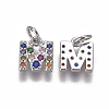 Brass Micro Pave Cubic Zirconia Charms ZIRC-L070-38M-P-2